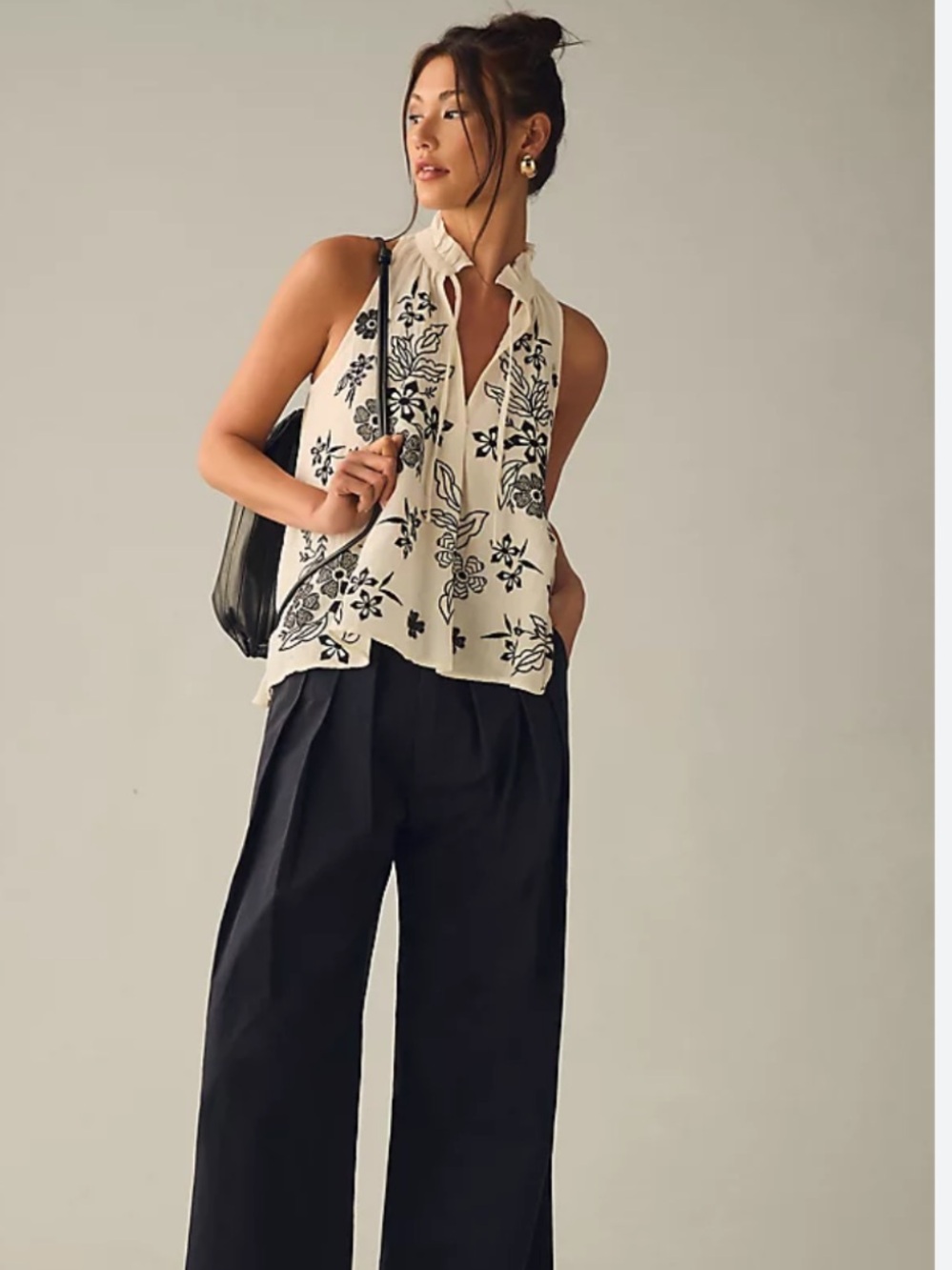 Anthropologie Pilcro Tavi Embroidered Tie Front Top size S NWT